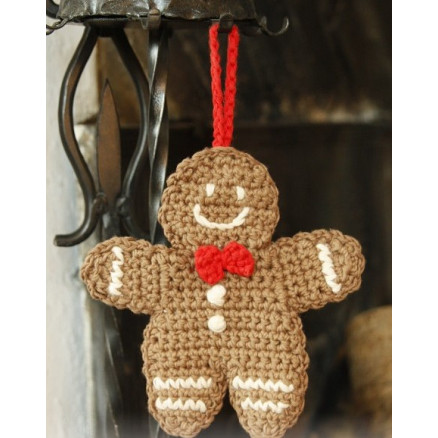 Gingy by DROPS Design - Peberkagemand julepynt Hækleopskrift 15x14 cm - 2 stk