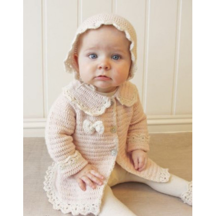 Little Lady Rose by DROPS Design - Baby Jakke Hækleopskrift str. 0/1 mdr - 3/4 år