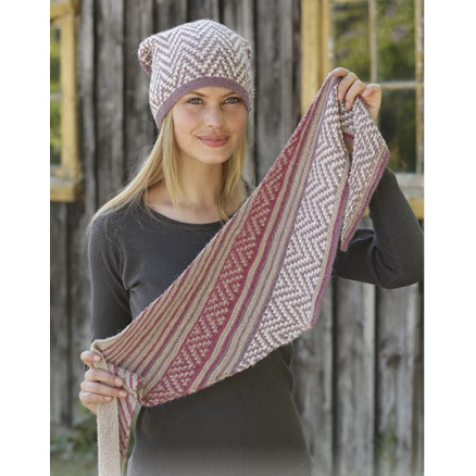 Purple Way by DROPS Design - Hue og Sjal Strikkeopskrift str. S/M - M/L