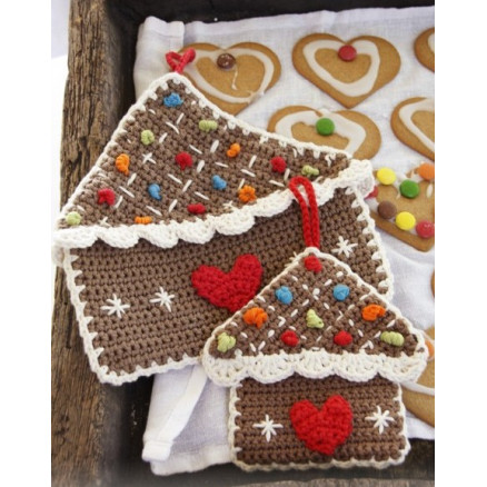 Home Sweet Home by DROPS Design - Grydelapper Hækleopskrift 16x15 eller 23x23 cm