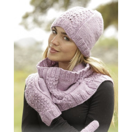 Malin by DROPS Design - Hue, vanter og hals strikkeopskrift str. S/M - L