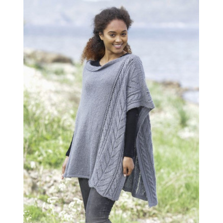 Cloudy Day by DROPS Design - Poncho Strikkeopskrift str. S/M - XXXL