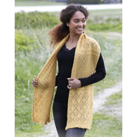 Dreamy Daffodil by DROPS Design - Halstørklæde Strikkeopskrift 156x35 cm