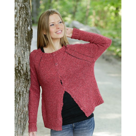 Raspberry Delight by DROPS Design - Jakke Strikkeopskift str. S - XXXL