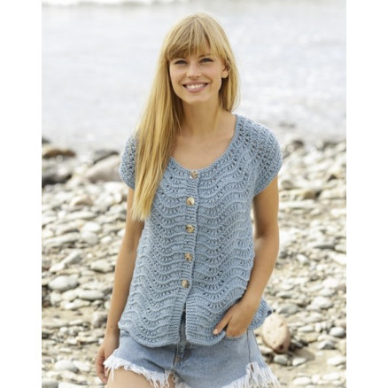 Shore Line Cardigan by DROPS Design - Cardigan Strikkeopskrift str. S - XXXL