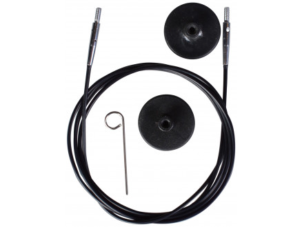 KnitPro Wire / Kabel til Udskiftelige Rundpinde 94cm (Bliver 120cm inkl. pinde) Sort