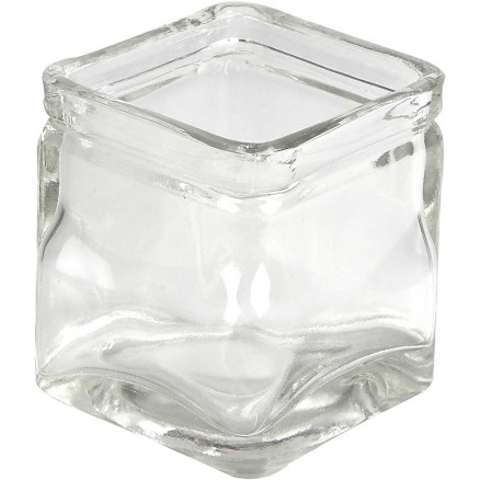 Firkantet lysglas, H: 5,5 cm, str. 5,5x5,5 cm, 12 stk./ 1 pk.