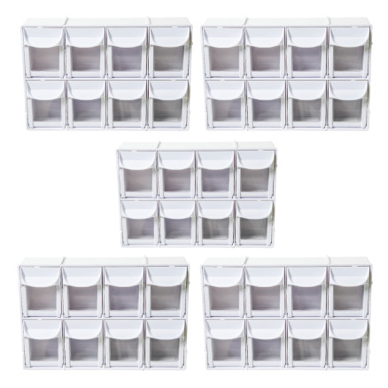 Infinity Hearts Skuffesystem / Opbevaringsreol / Skuffereol Plastik Hvid 8 skuffer 30,3x8,7x20,3cm 5 stk.