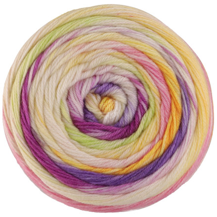 Lana Grossa Meilenweit 100 Dusk 6212 Blå/Rød-Violet/Creme/Lime/Gul/Lilla/Lyserød