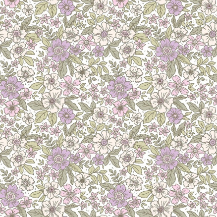 Poplin m/ Blomster 145cm 43 Grøn - 50cm