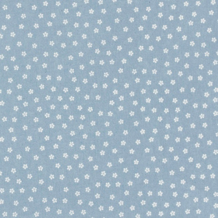 Denim m/ Blomster 147cm 3 Lyseblå - 50 cm
