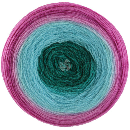 Lana Grossa Merino Lace Aquarell Garn 03 Petroleum/Turkis/Fuchsia