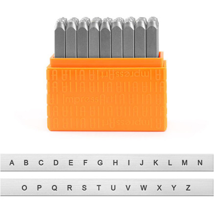 Prægestempler, Store bogstaver, str. 3 mm, Skrifttype: Sans Serif, 27stk./ 1 sæt