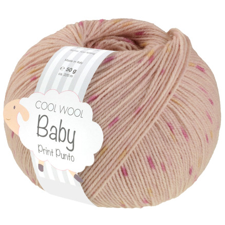 Lana Grossa Cool Wool Baby Garn Print Punto 370 Rosabeige/Pink/Gul