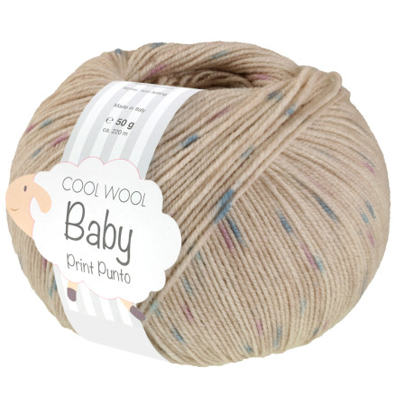 Lana Grossa Cool Wool Baby Garn Print Punto 371 Lysbeige/Turkis/Lila