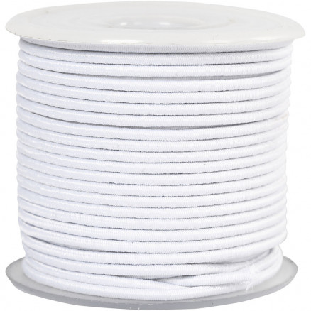 Elastiksnor, tykkelse 2 mm, hvid, 25m