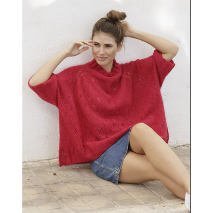 Strawberry Swing by DROPS Design - Bluse Strikkeopskrift str. S - XXXL