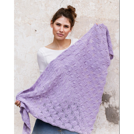 Lilac Bouquet by DROPS Design - Sjal Strikkeopskrift 144x72 cm