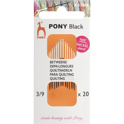 Pony Black Quiltenåle Str. 3/9 - 20 stk