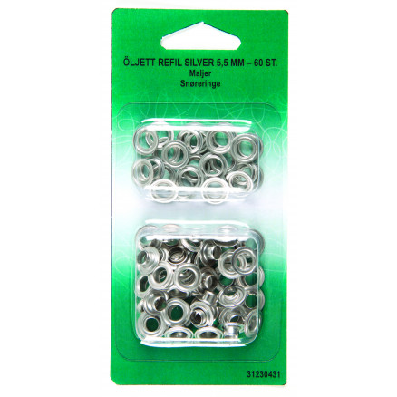 Snørering Refil 8,7mm Sølv - 36 stk