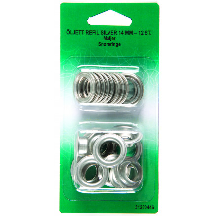 Sejlringe Refil 14mm Sølv - 12 stk