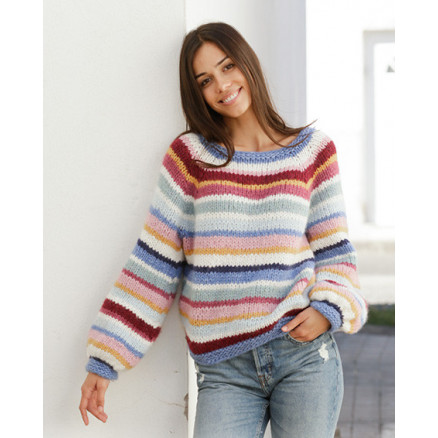 Happy Stripes by DROPS Design - Bluse Strikkeopskrift str. S - XXXL