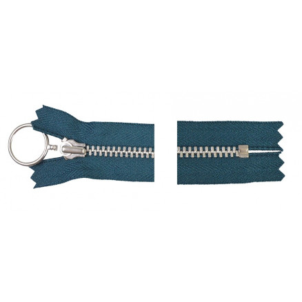 YKK Lynlås Aluminium Fast m/Ring 30cm 4mm Petrol