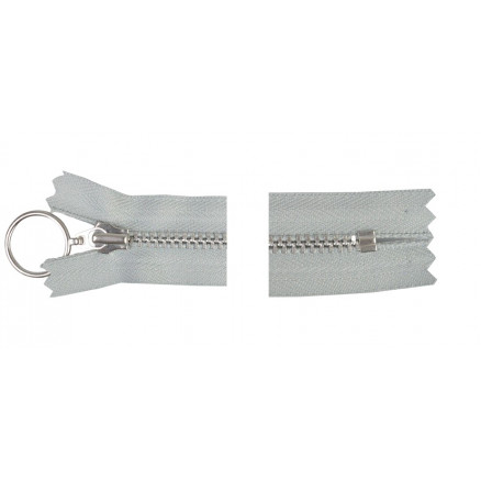 YKK Lynlås Aluminium Fast m/Ring 30cm 4mm Lysegrå