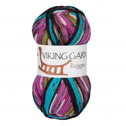 Viking Garn Raggen 740 Multi Lys Turkis/ Rosa