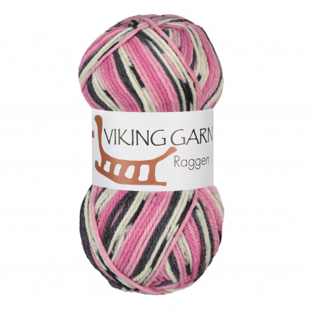 Viking Garn Raggen 763 Multi Rosa/ Mørk Grå