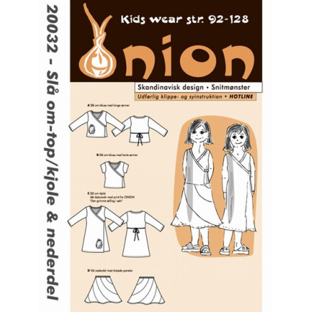 ONION Snitmønster Kids 20032 Slå Om-Top/Kjole & Nederdel Str. 92-128/2-8 år
