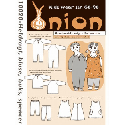 ONION Snitmønster Kids 10020 Heldragt, Bluse & Buks Spencer Str. 68-98/6-18 mdr. 2-3 år