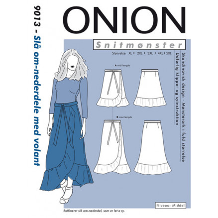 ONION Snitmønster Plus 9013 Slå Om-Nederdele med Volant Str. XL-5XL