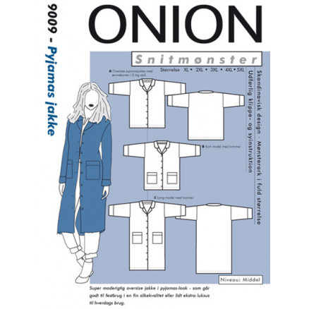 ONION Snitmønster Plus 9009 Pyjamas Jakke Str. XL-5XL