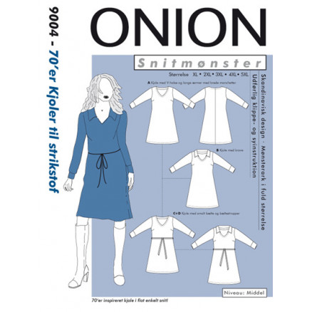 ONION Snitmønster Plus 9004 70Â´Er Kjoler Str. XL-5XL