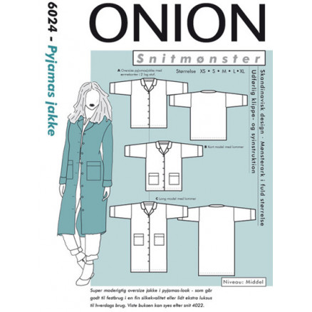 ONION Snitmønster 6024 Pyjamas Jakke Str. XS-XL