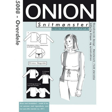 ONION Snitmønster 5008 Overdele Str. 34-46