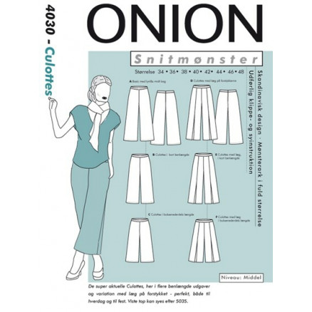 ONION Snitmønster 4030 Culottes Str. 34-48