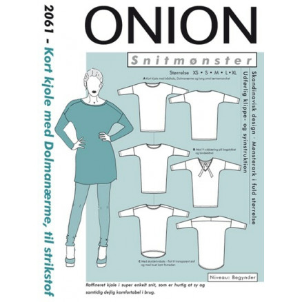 ONION Snitmønster 2061 Kort Kjole med Dolmanærme Str. XS-XL