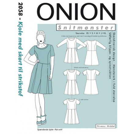 ONION Snitmønster 2058 Kjole med Skørt Str. XS-XL