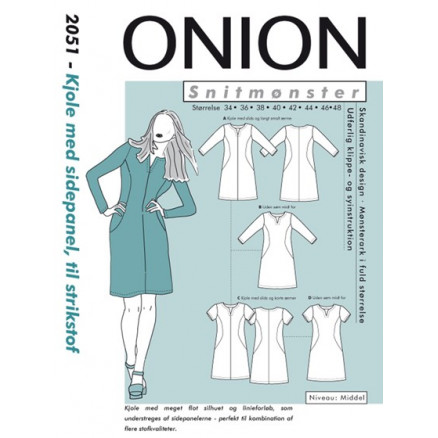 ONION Snitmønster 2051 Kjole med Sidepanel Str. 34-48