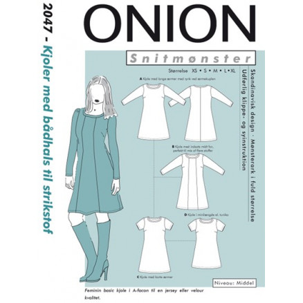 ONION Snitmønster 2047 Kjoler Med Bådhals Str. XS-XL