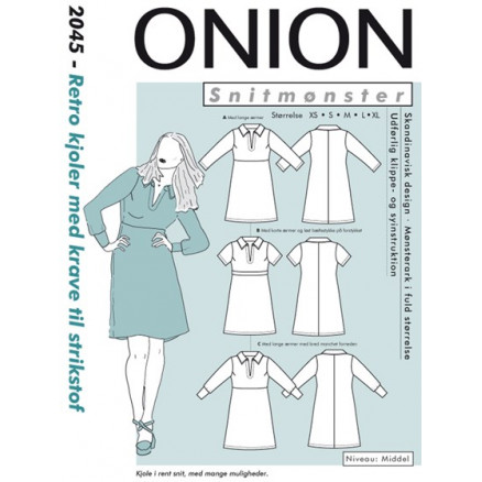 ONION Snitmønster 2045 Retro Kjoler med Krave Str. XS-XL