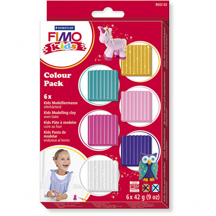 FIMOÂ® Kids ler, suppleringsfarver, 6x42g