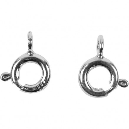 Fjederlås, 6 mm, sterling sølv, 10stk.