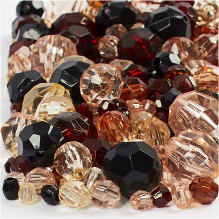 Harmoni facetperlemix, str. 4-12 mm, hulstr. 1-2,5 mm, gylden harmoni, 250g, ca. 860 stk.