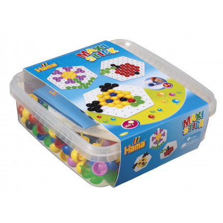 Hama Maxi sticks Gaveæske 9641 med 300 Maxi Sticks & Sekskantede Hulplader