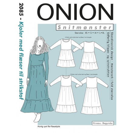 ONION Snitmønster 2085 Kjole med Flæser Str. XS-XL
