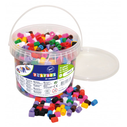 Playbox XL Rørperler i Bøtte 10 Ass. farver - 900 stk
