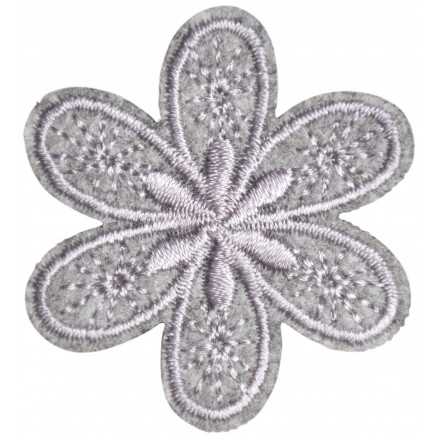 Strygemærke Blomst Grå 4,5x4cm